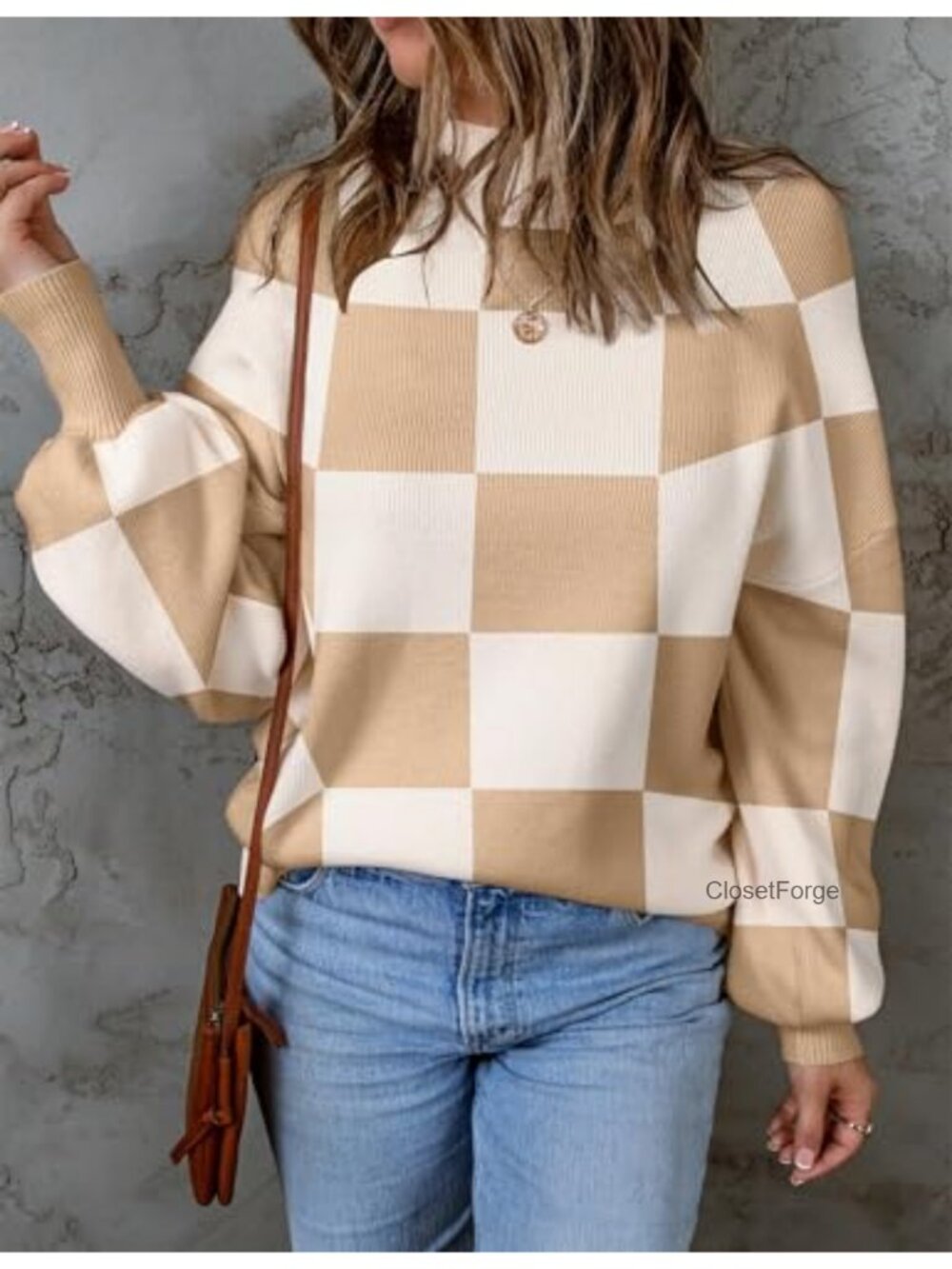 Turtleneck Oversized Knit Pullover Sweater Drop Batwing Sleeves Mock Neck - Picture 3 of 6